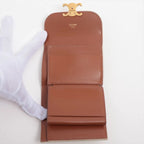 Celine Triomphe Small Flap Wallet Leather Trifold Compact — view 4