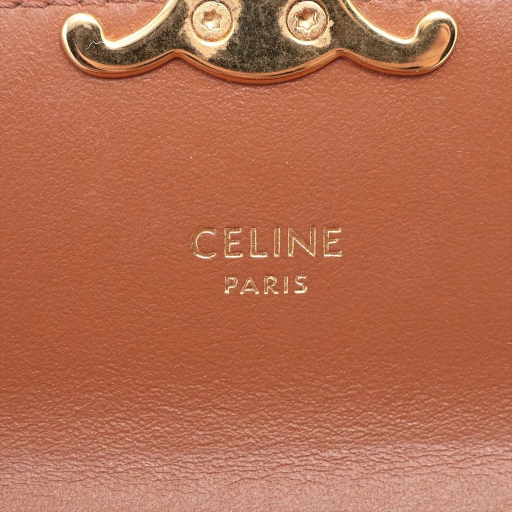 Celine Triomphe Small Flap Wallet Leather Trifold Compact — view 8
