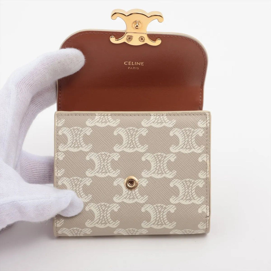 Celine Triomphe Small Flap Wallet Leather Trifold Compact — view 3