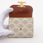 Celine Triomphe Small Flap Wallet Leather Trifold Compact — view 3