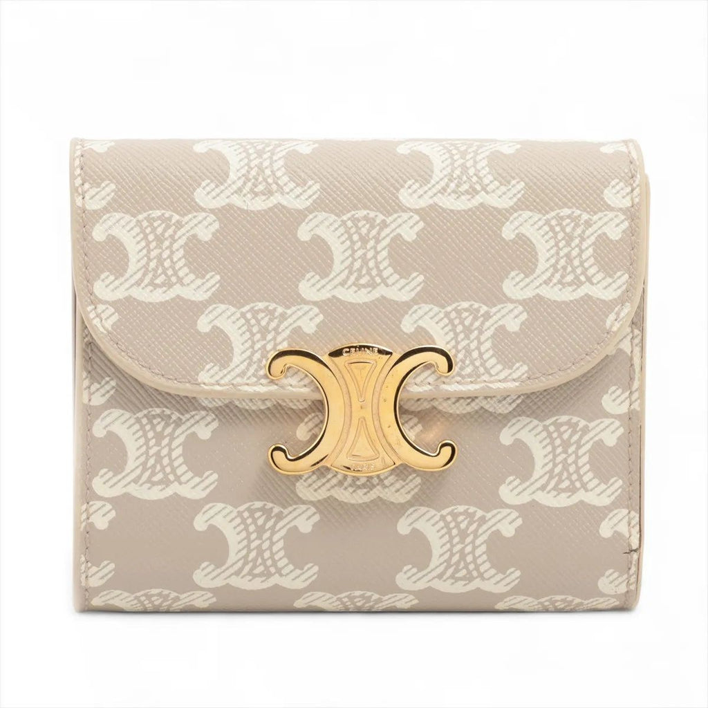 Celine Triomphe Small Flap Wallet Leather Trifold Compact
