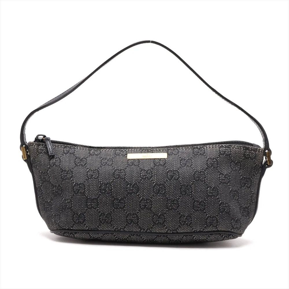 Gucci GG Denim Leather Handbag Black