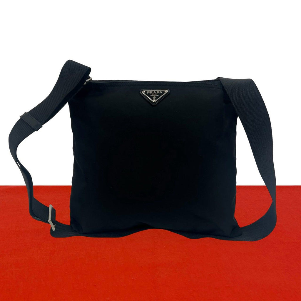 Prada Triangle Logo Tessuto Pocono Nylon Mini Shoulder Bag Pochette Crossbody