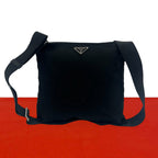 Prada Triangle Logo Tessuto Pocono Nylon Mini Shoulder Bag Pochette Crossbody