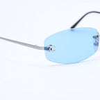 Chanel Rimless Sunglasses Eyewear CC Logo Blue Silver — view 8