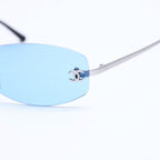 Chanel Rimless Sunglasses Eyewear CC Logo Blue Silver — view 7