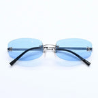 Chanel Rimless Sunglasses Eyewear CC Logo Blue Silver — view 2