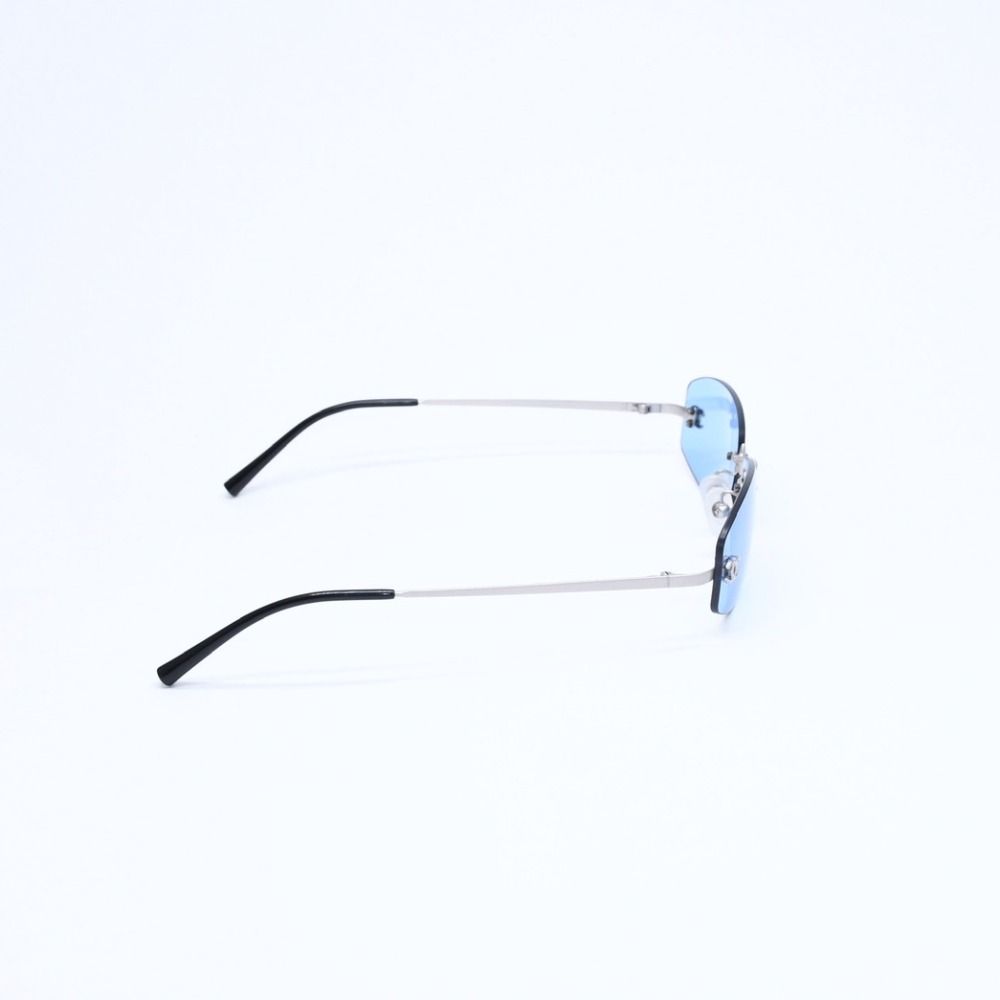 Chanel Rimless Sunglasses Eyewear CC Logo Blue Silver — view 5