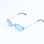Chanel Rimless Sunglasses Eyewear CC Logo Blue Silver — view 3