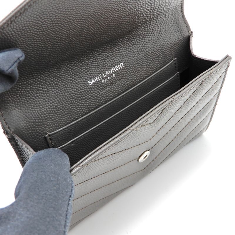 Saint Laurent Small Envelope Wallet Leather Gray Silver — view 5