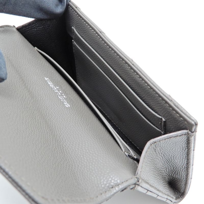 Saint Laurent Small Envelope Wallet Leather Gray Silver — view 4