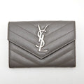 Saint Laurent Small Envelope Wallet Leather Gray Silver