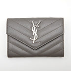 Saint Laurent Small Envelope Wallet Leather Gray Silver