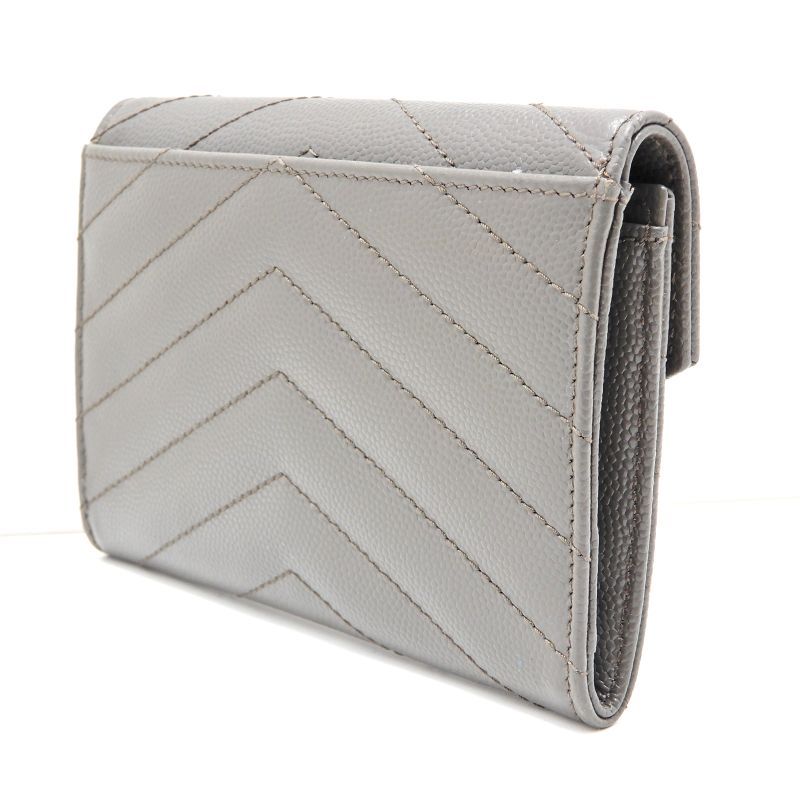 Saint Laurent Small Envelope Wallet Leather Gray Silver — view 2