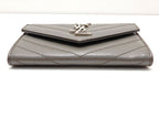 Saint Laurent Small Envelope Wallet Leather Gray Silver — view 3