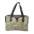 Gucci Vintage Tote Bag GG All Over Print Sherry Line Leather Beige Black