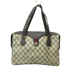 Gucci Vintage Tote Bag GG All Over Print Sherry Line Leather Beige Black