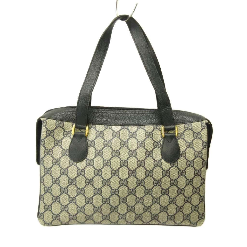 Gucci Vintage Tote Bag GG All Over Print Sherry Line Leather Beige Black — view 2
