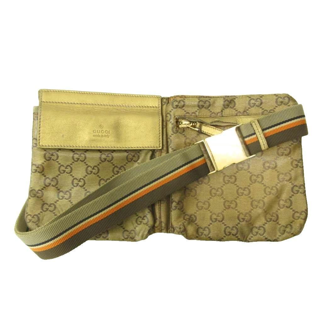Gucci GG Crystal Waist Bag Shoulder All Over Print Gold Colored