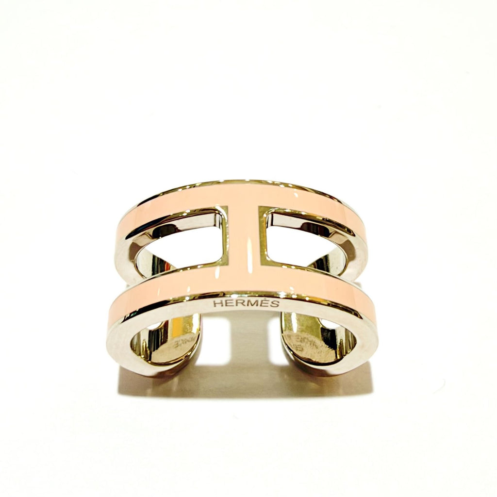 Hermes Pop H Mini Ear Cuff Earrings Rose Dragee SS Enamel
