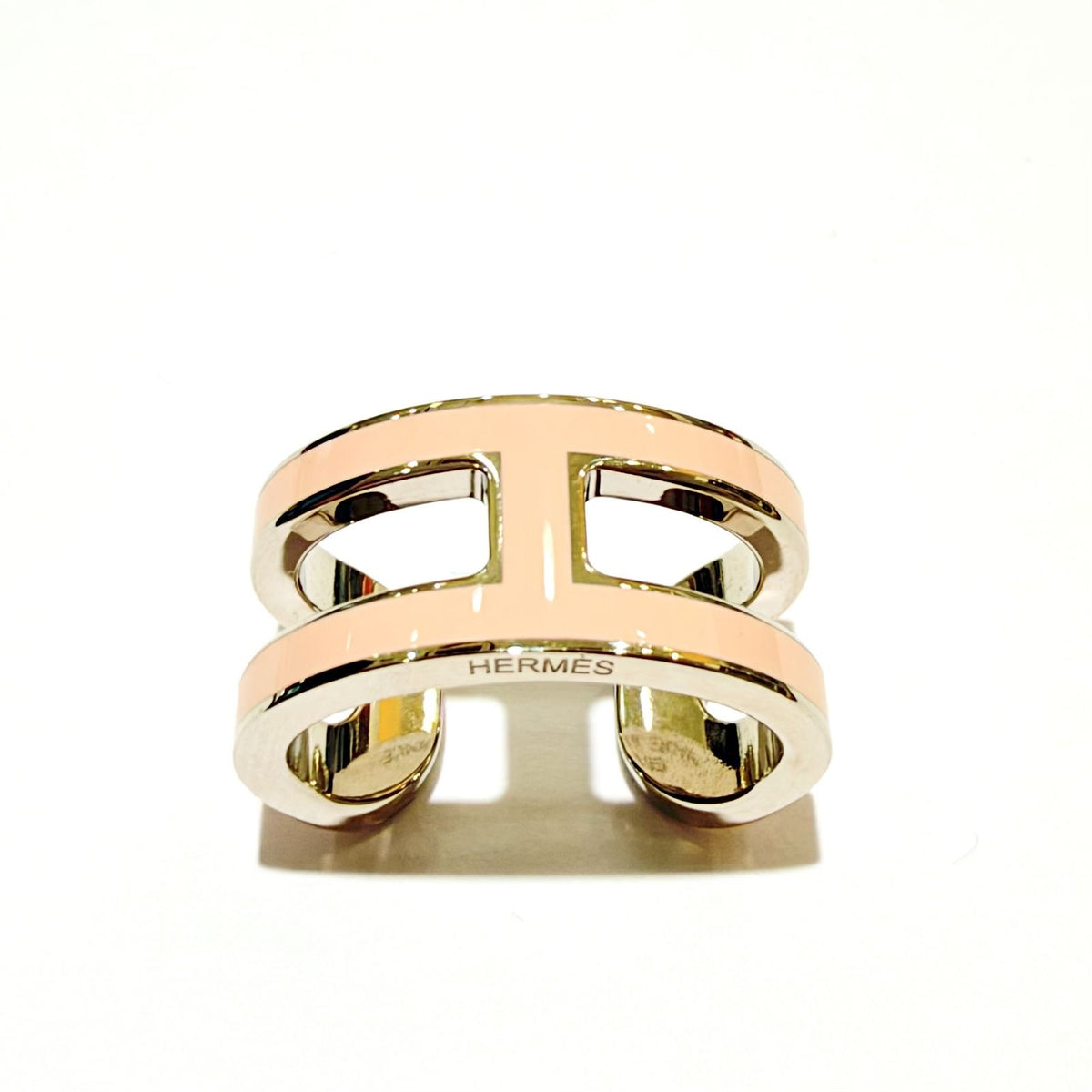 Hermes Pop H Mini Ear Cuff Earrings Rose Dragee SS Enamel