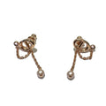 Dior Earrings CD Logo Pink Gold Crystal Faux Pearl