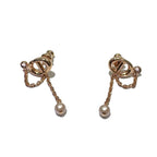 Dior Earrings CD Logo Pink Gold Crystal Faux Pearl