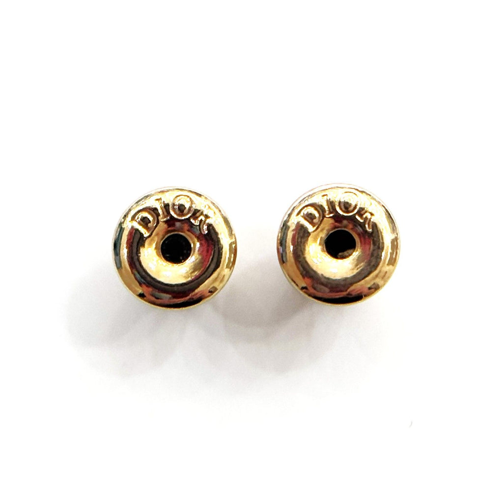 Dior Earrings CD Logo Pink Gold Crystal Faux Pearl — view 4