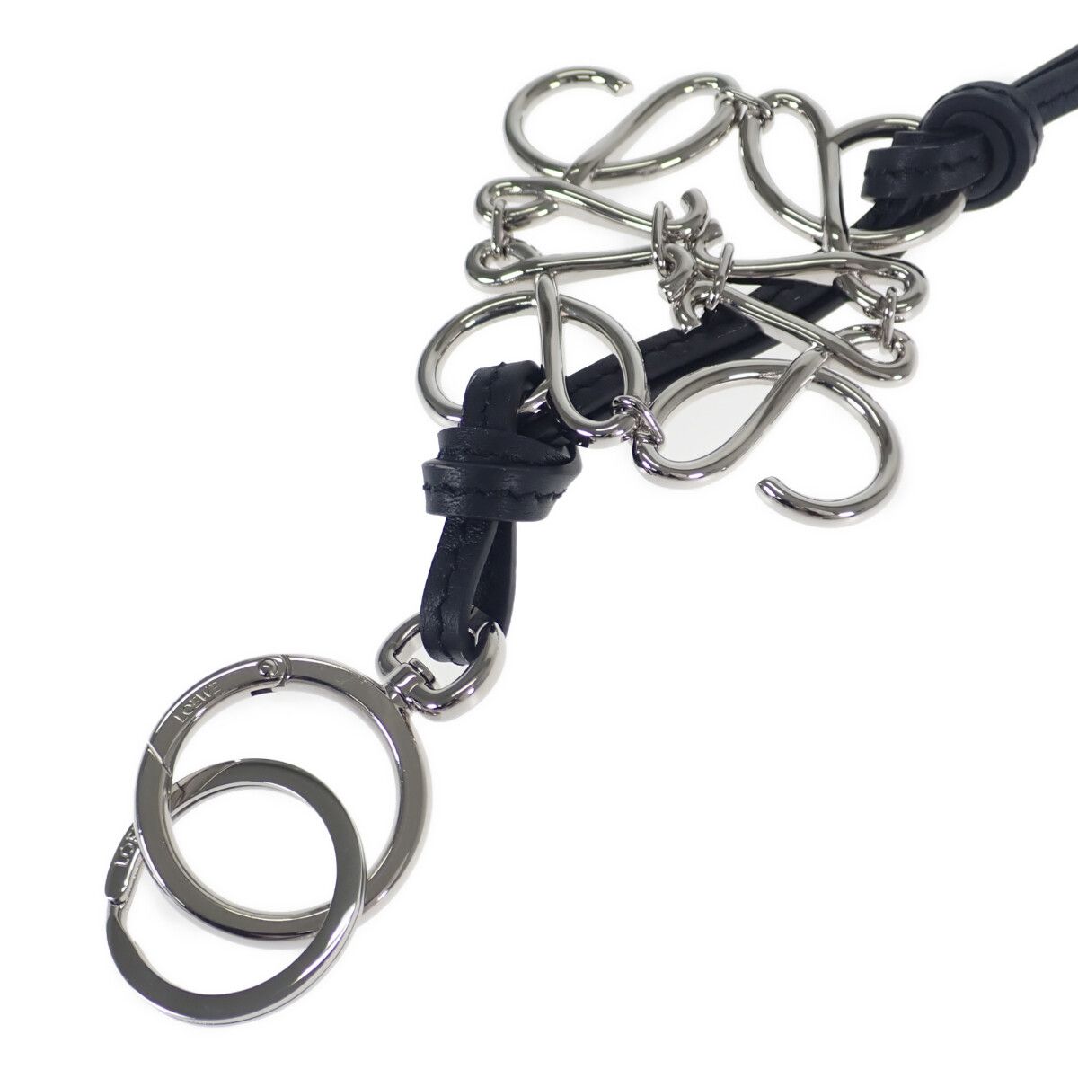 Loewe Anagram Charm Key Holder Calfskin Palladium Black — view 2