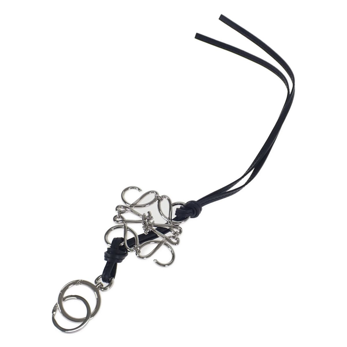 Loewe Anagram Charm Key Holder Calfskin Palladium Black
