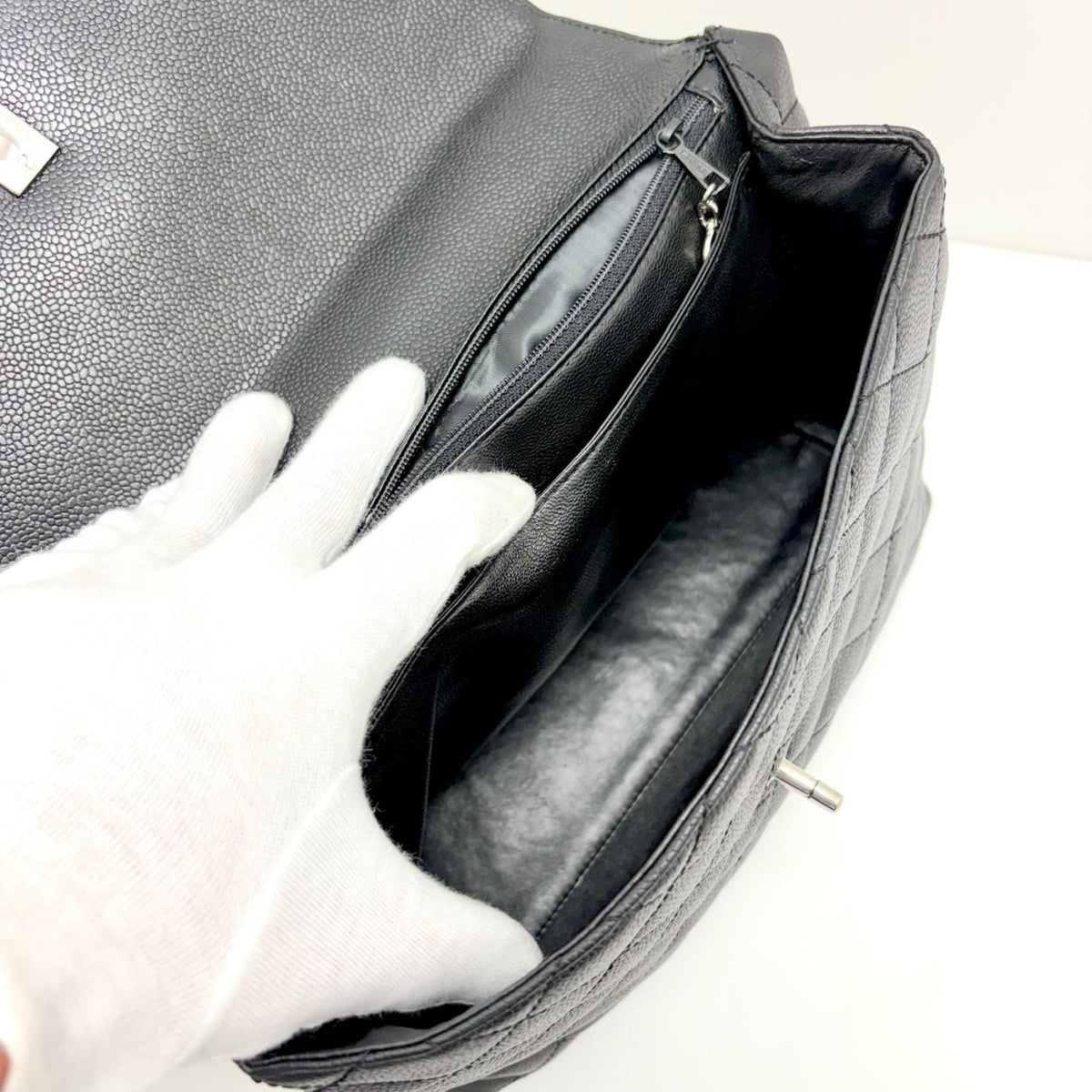 Chanel Top Handle Bag Black Caviar Handbag — view 8