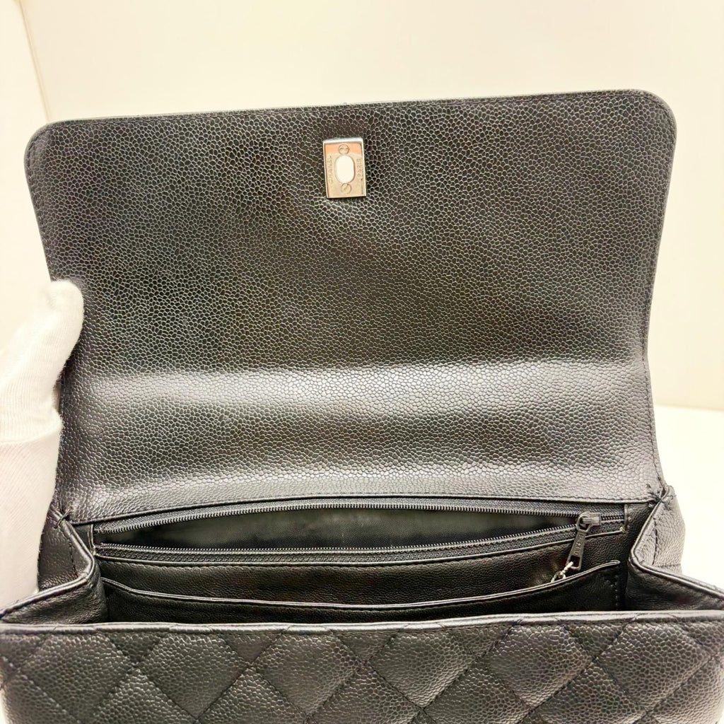 Chanel Top Handle Bag Black Caviar Handbag — view 7