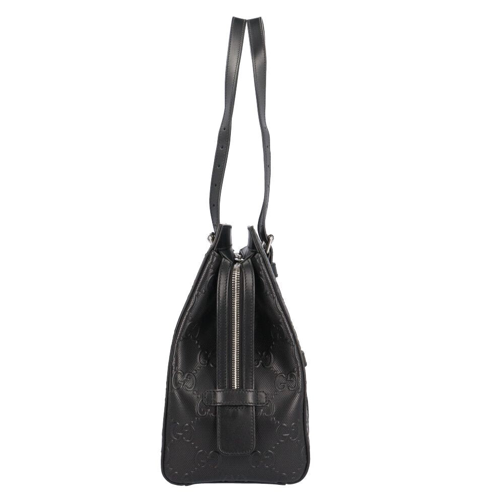 Gucci Medium GG Embossed Tote Bag Black — view 4