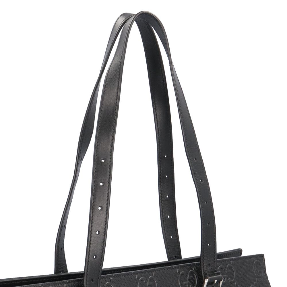 Gucci Medium GG Embossed Tote Bag Black — view 7