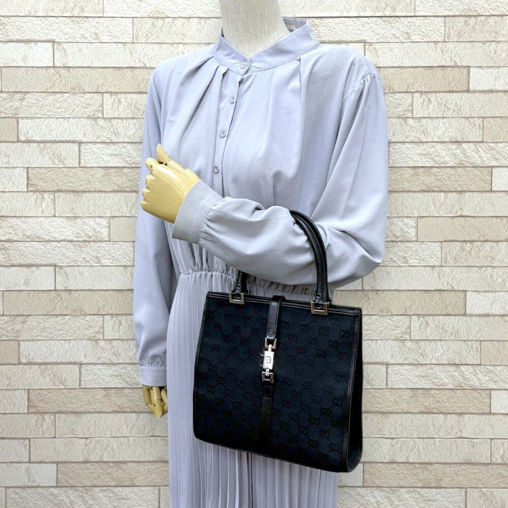 Gucci Square Shape Handbag Jackie Canvas 002 Black — view 2