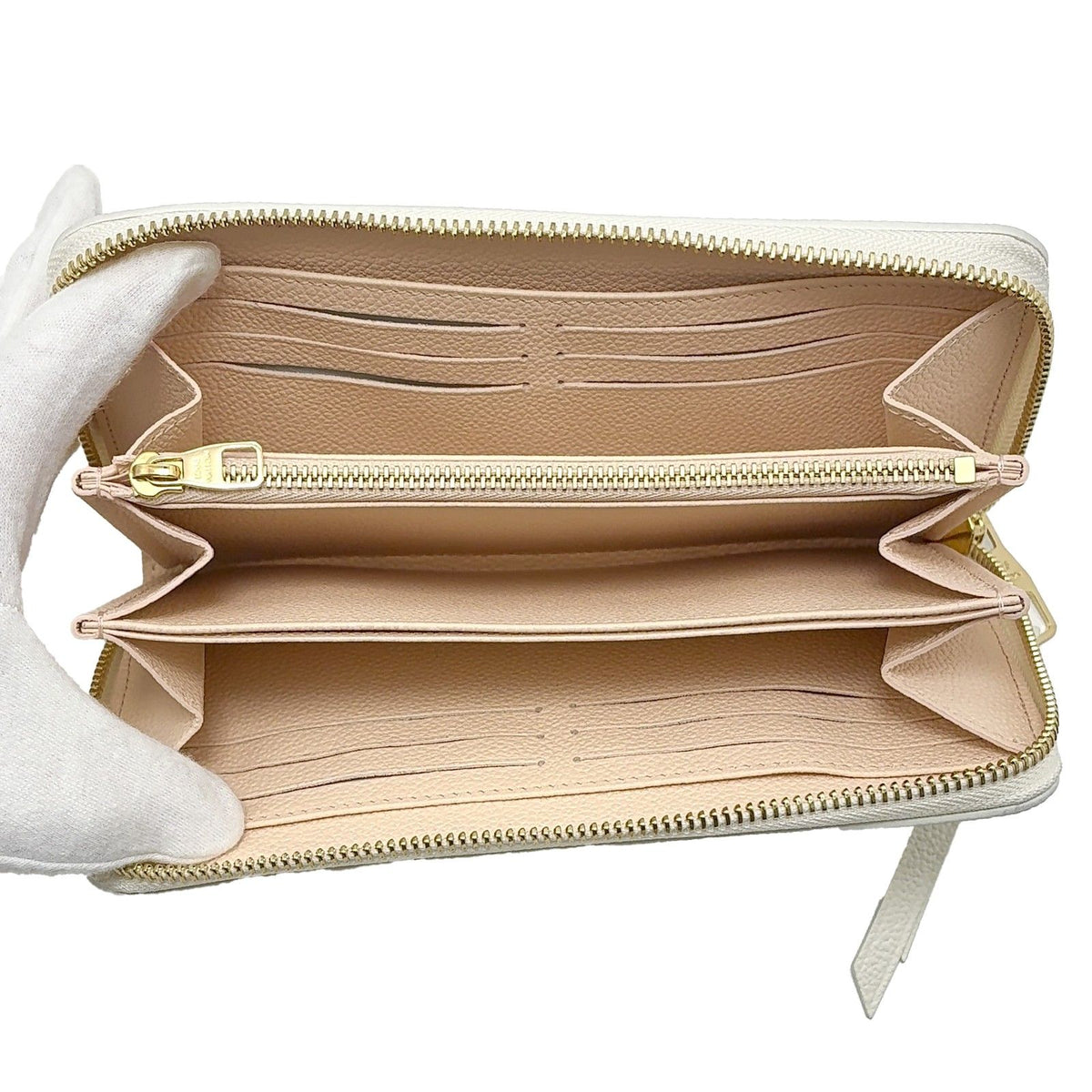 Louis Vuitton Zippy Wallet Bicolor Monogram Empreinte Leather Latte White — view 3