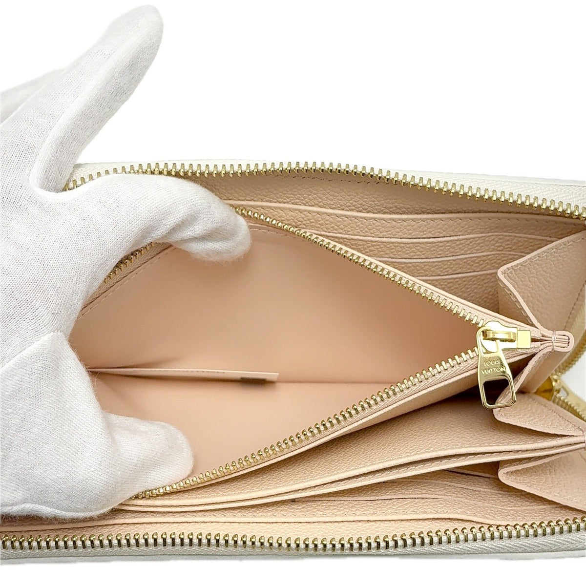 Louis Vuitton Zippy Wallet Bicolor Monogram Empreinte Leather Latte White — view 4