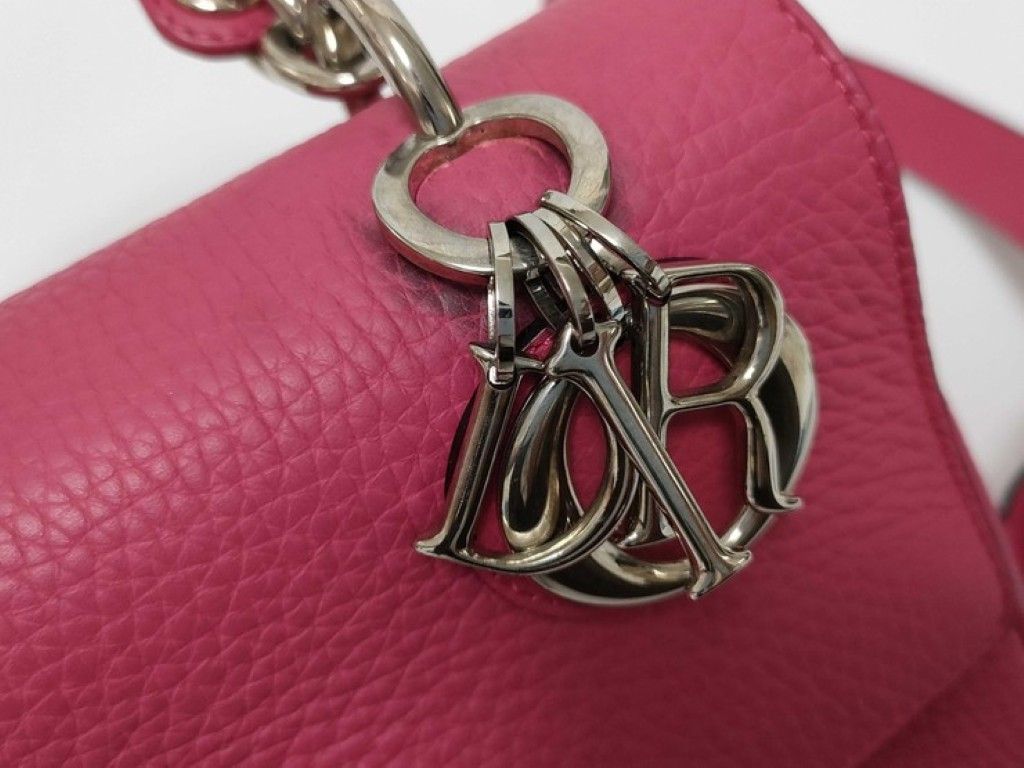 Dior Be Rose Pink Leather 2-Way Shoulder Bag Silver — view 7
