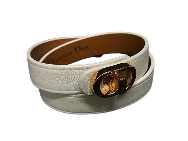 Dior Bracelet 30 Montaigne Double Ivory Leather Gold
