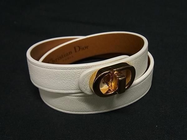 Dior Bracelet 30 Montaigne Double Ivory Leather Gold — view 5
