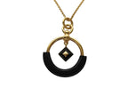 Hermes Necklace Loop Medor PM Gold Black Metal Leather