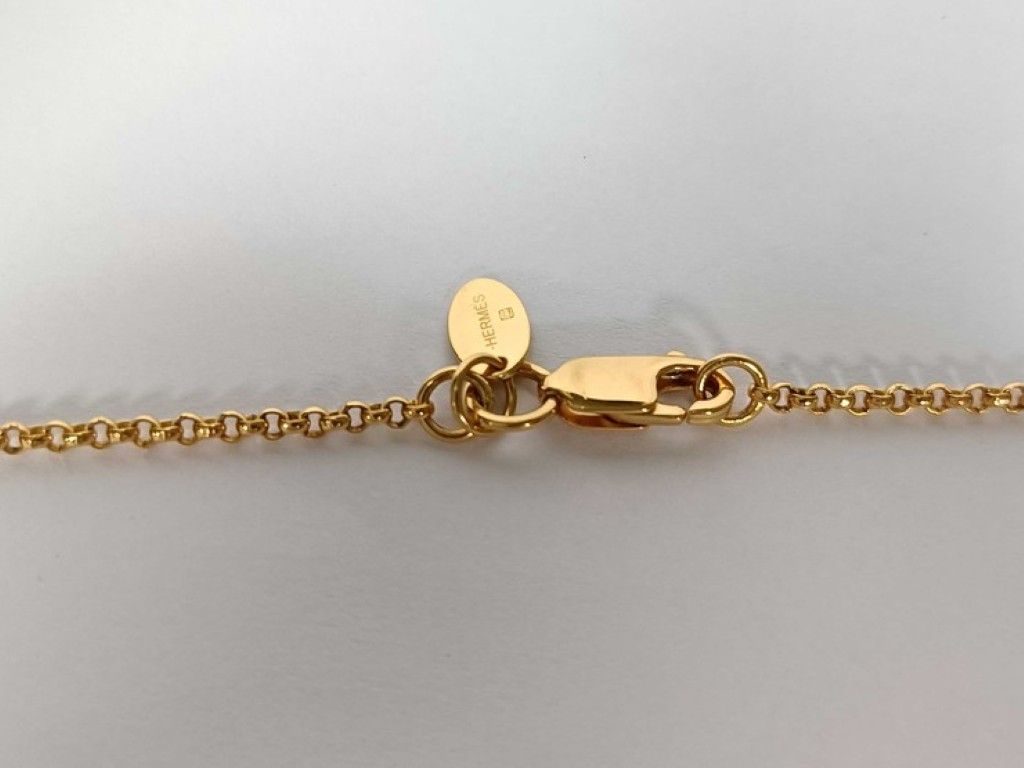 Hermes Necklace Loop Medor PM Gold Black Metal Leather — view 4