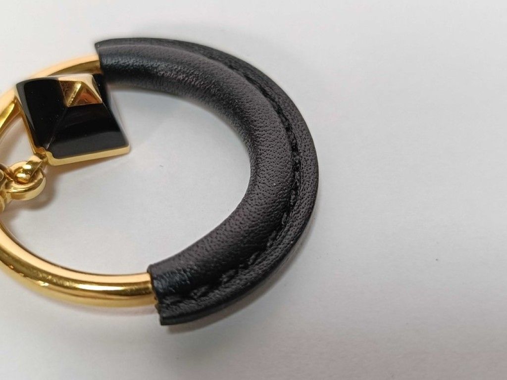 Hermes Necklace Loop Medor PM Gold Black Metal Leather — view 6