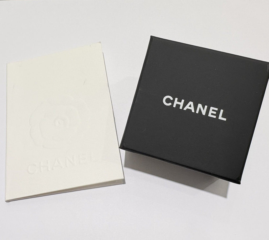 Chanel CC Logo Rhinestone P Metal Earrings Gold Plated — view 7