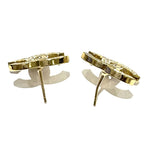 Chanel CC Logo Rhinestone P Metal Earrings Gold Plated — view 3