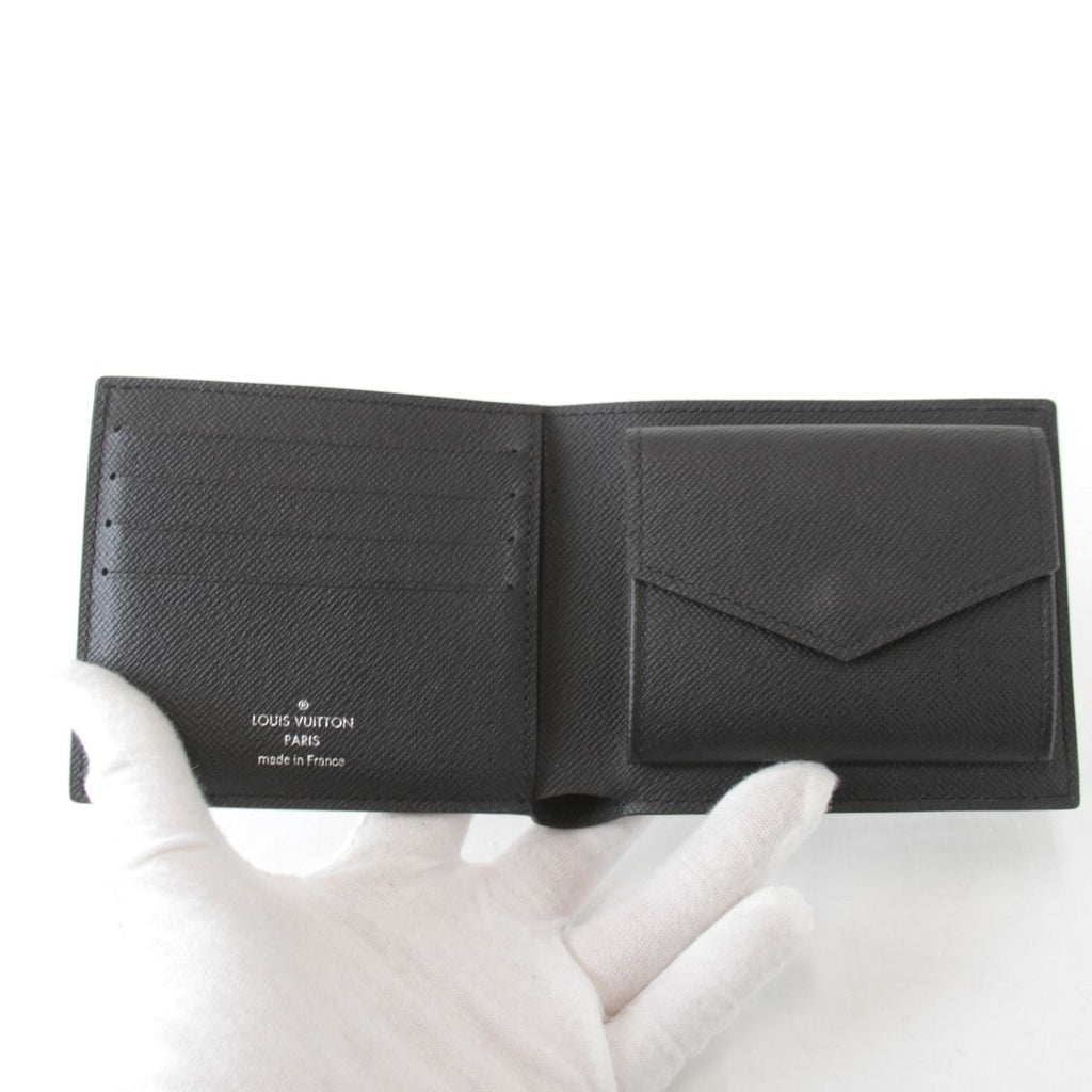 Louis Vuitton Portefeuille Marco Bifold Wallet Taiga Black — view 6