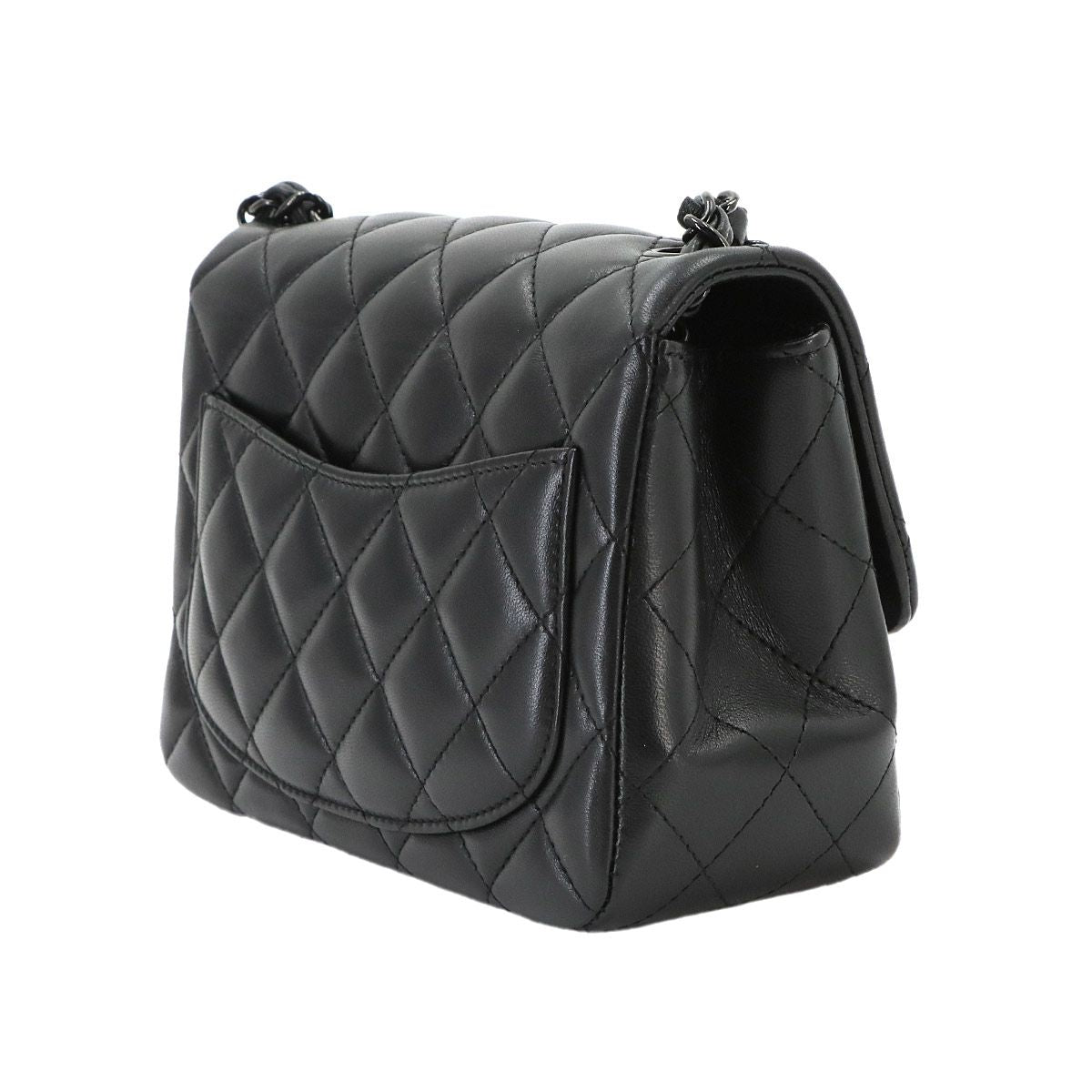 Chanel Mini Quilted Chain Shoulder Bag Lambskin Black — view 4