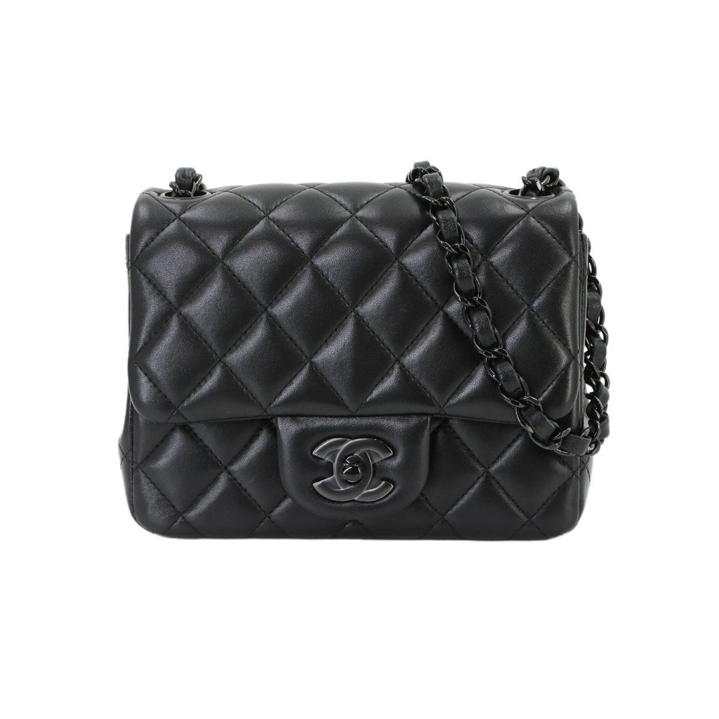 Chanel Mini Quilted Chain Shoulder Bag Lambskin Black