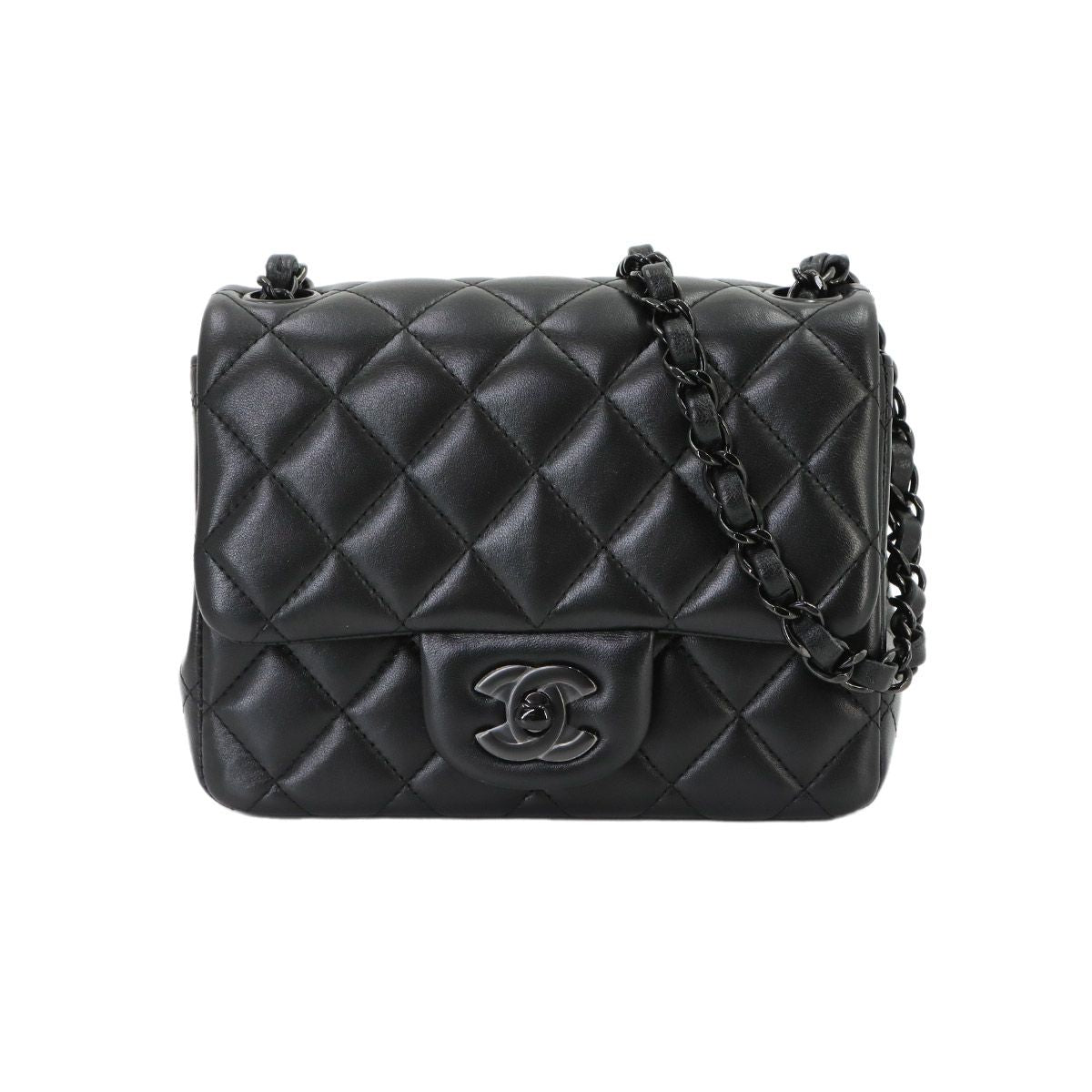 Chanel Mini Quilted Chain Shoulder Bag Lambskin Black