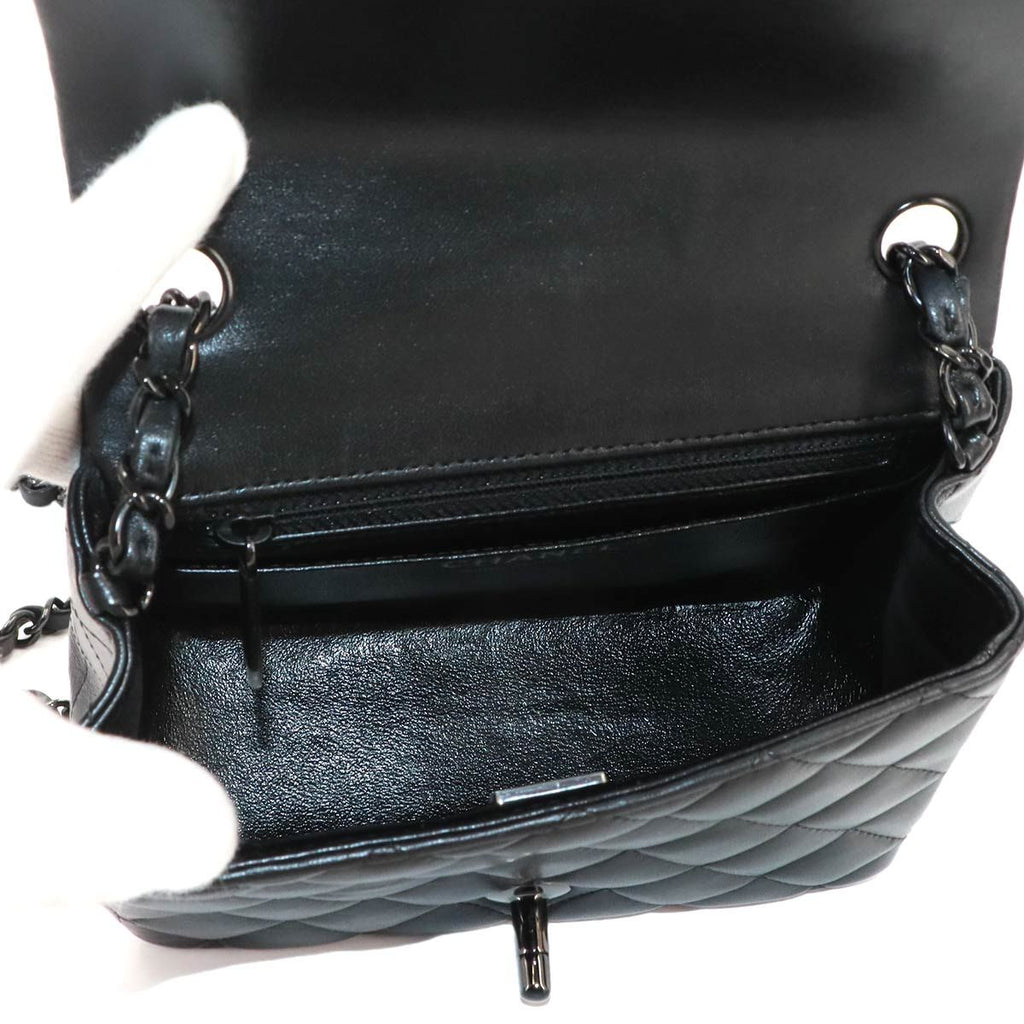 Chanel Mini Quilted Chain Shoulder Bag Lambskin Black — view 7